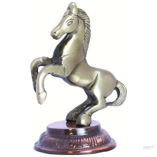 Fashtales handicrafts Metal Jumping Horse Statue for Wealth, Income, Shining and Bright Future (8.5 x 6.5 x 12 cm, Grey)