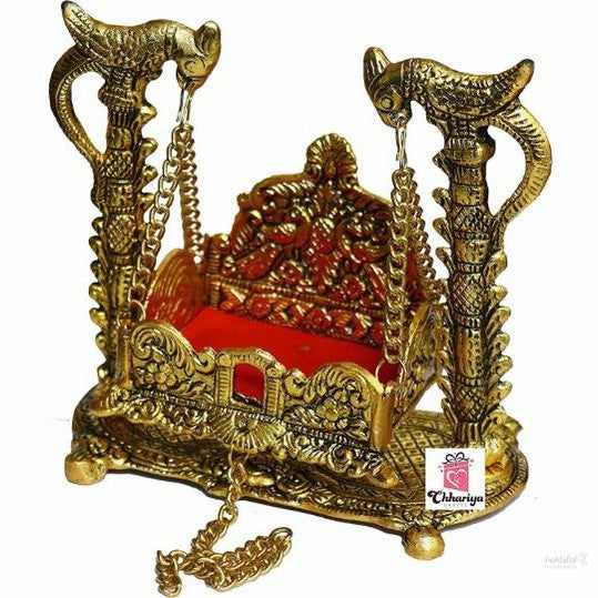 Metal Krishna Jhula Laddu Gopal Jhula for Home and Office (16.5 x 9 x 16.5 cm) with express shipping