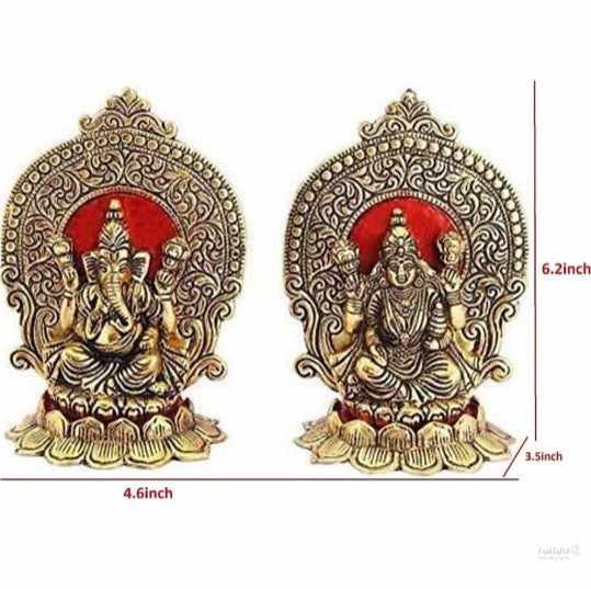Metal Laxmi Ganesh Idol Murti Idol Sculpture for Home Office and Gift Decor Decorative Showpiece 16 cm