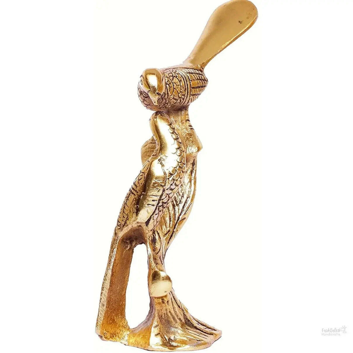 Fashtales Handicrafts Metal Love Birds Couple Kissing Sitting on Tree Branch Showpiece (Golden, Medium)