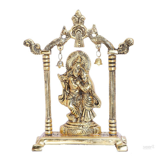 Metal Radha Krishna Statue Gold Plated Decor Your Home,Office & Radha Krishna Murti Idol Showpiece Figurines,Religious Krishna Idol Gift Article...