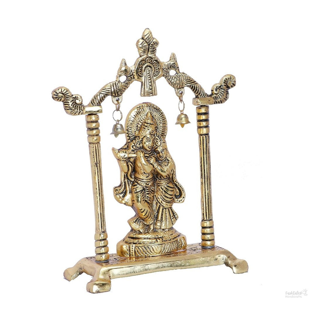 Metal Radha Krishna Statue Gold Plated Decor Your Home,Office & Radha Krishna Murti Idol Showpiece Figurines,Religious Krishna Idol Gift Article...