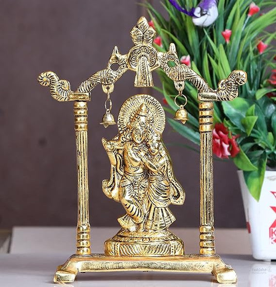 Metal Radha Krishna Statue Gold Plated Decor Your Home,Office & Radha Krishna Murti Idol Showpiece Figurines,Religious Krishna Idol Gift Article...