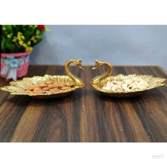 Metal tray for dryfruits/mouth freshner/decoration for home/office/dining decor- 14 cm pack of 2 handmade