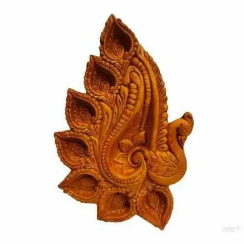 Peacock 5 face panchmukhi plate diya for Diwali and Pooja celebration