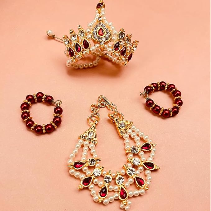  Pearl & Stone Laddoo Gopal Jewellery Set