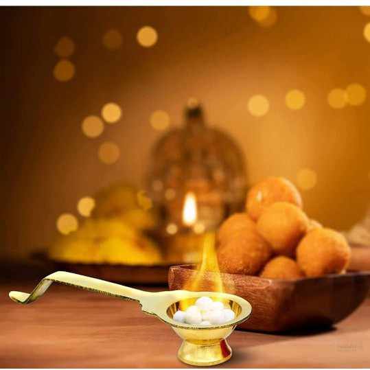 Puja Jyot Kapooram Dhoop Aarti – 70g| Incense, Camphor, Bakhoor, Loban Burner| Traditional Items for Puja & Other Rituals Brass Dani
