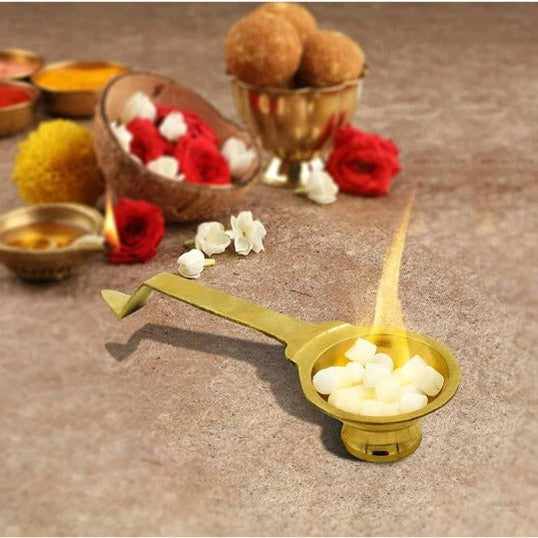 Puja Jyot Kapooram Dhoop Aarti – 70g| Incense, Camphor, Bakhoor, Loban Burner| Traditional Items for Puja & Other Rituals Brass Dani