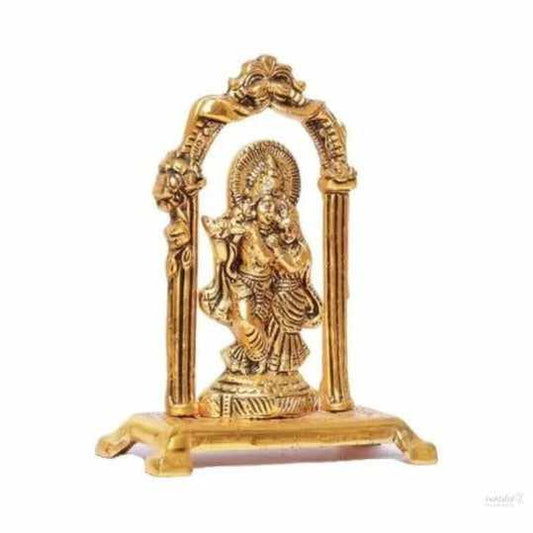 Radha krishna playing flute statue idol | kanhaiya ji murti | home figurine krishna janamasthmi 18cm metal, gold handmade