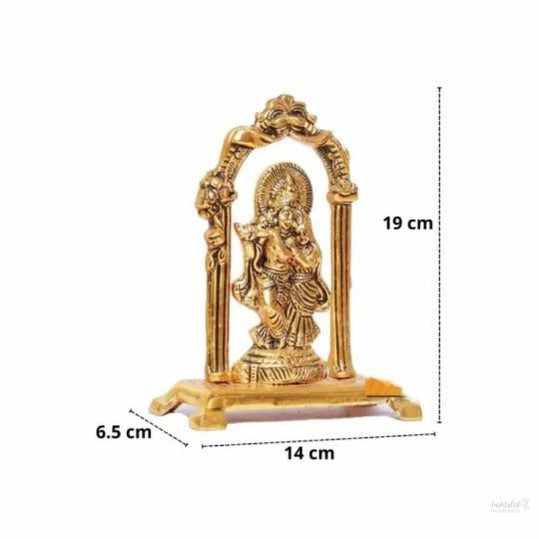 Radha krishna playing flute statue idol | kanhaiya ji murti | home figurine krishna janamasthmi 18cm metal, gold handmade