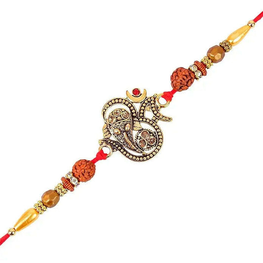 Fashtales Handicrafts Rakhi for Brother - Om Rakhi for Brother Bhaiya Men Bhai Kids Boys with Greeting Card and Tikka - Rakhi for Rrakshabandhan