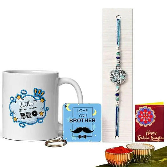 Fashtales Handicrafts Rakhi for Brother | Pack of 5 | Rakhi for Brother With Gift Combo Set | Rakhi Gift Hamper | Rakhi Gift For Brother (MUG-6-C4)