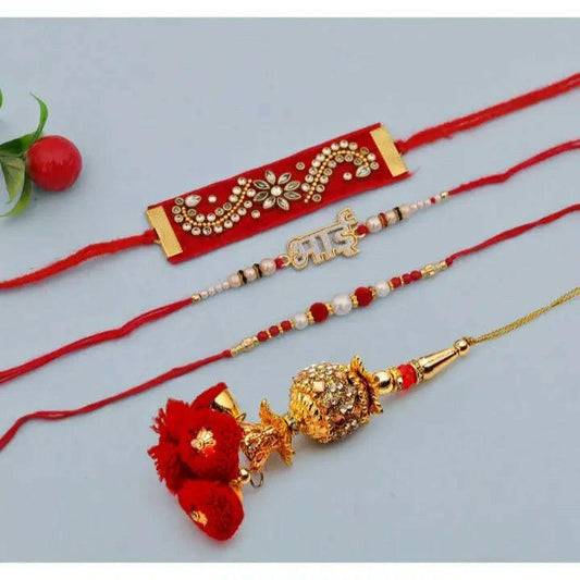 Fashtales Handicrafts Rakhi for Brother with Gift Combo Rakshabandhan Gift - Rakhi for Brother - Baby Krishna Idols Statue, Greeting Card Home Decoration Items (M1- Family Combo)