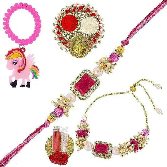 Fashtales Handicrafts RakshaBandhan Gift Hamper for Bhaiya-Bhabhi, Rakhi Gift Combo Set for Brother/Bhai/Sister/Kids, Dora Rakhi/Lumba Rakhi/Kids Rakhi