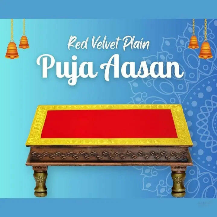 Fashtales Handicrafts (10 x 30 Inch) Long Length Red Velvet Pooja Aasan Cloth/Chowki Aasan Kapda/Big Size Plain Altar Cloth for Home Mandir, Temple and Pooja Ghar - Pack of 3
