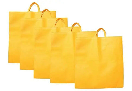 Fashtales handicrafts Reusable Tote Grocery Shopping Bags (Pack of 5) |With Handles|Hold 7 kgs|15 in x 17 in|Colorful Hand-made Recyclable Eco Friendly Jhola bag, Shopping Bag For Grocery, Vegetable Bags For Market