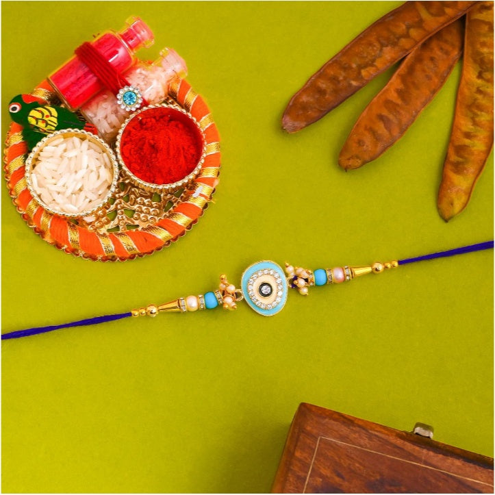 Fashtales Handicrafts Evil Eye Rakhi for Brother And Bhabhi Eco Friendly Rakhi Fo Bhai, Brothers Rakhi, Kids Rakhi Set of 6 With Wooden Cutout