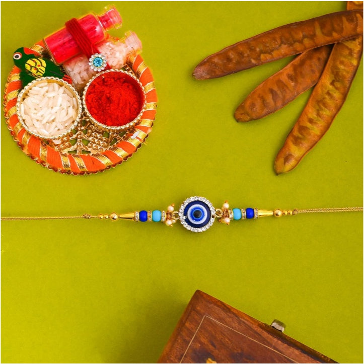 Fashtales Handicrafts Evil Eye Rakhi for Brother And Bhabhi Eco Friendly Rakhi Fo Bhai, Brothers Rakhi, Kids Rakhi Set of 6 With Wooden Cutout