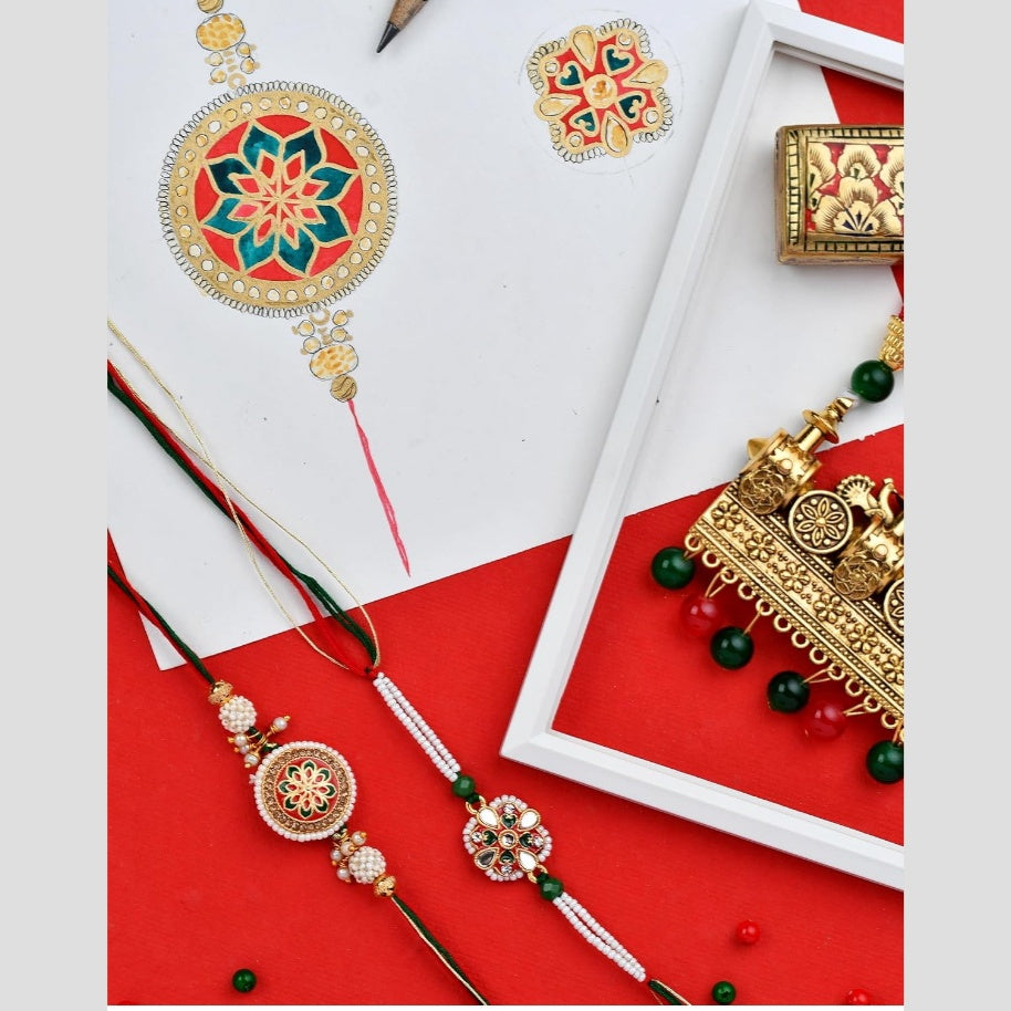 Fashtales Handicrafts Rakhi For Bhaiya Rakhi For Brother Rakhi For Brother Set Of 2 Rakhi For Brother Pack Of 2 Rakhi Combo Set Of 2 Bhaiya Rakhi Rajputana Couture Rakhi Set Of 2