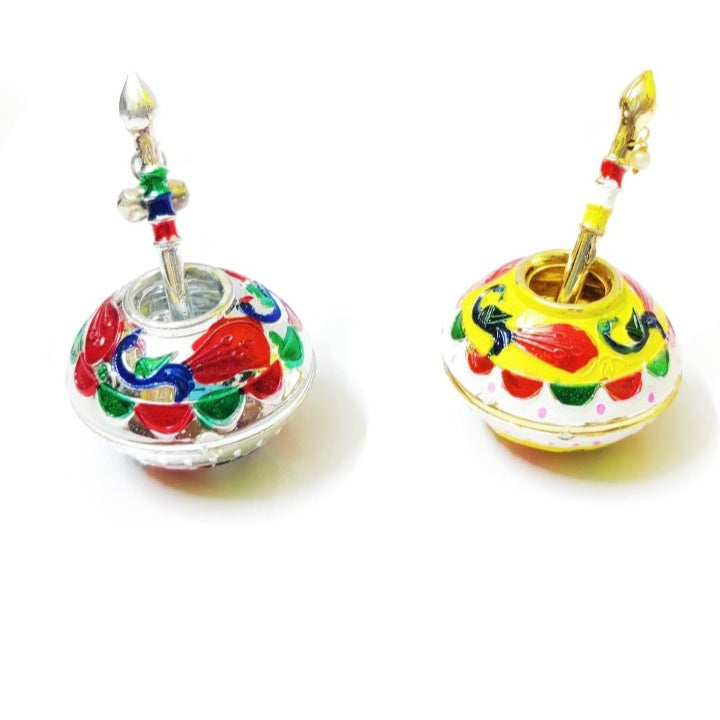 Fashtales Handicrafts Laddu Gopal Beautiful Designer Dahi Handi/Maakhan Matki for Janmashtami/Small Size/Multicolour / 2 Pcs / RK_1533