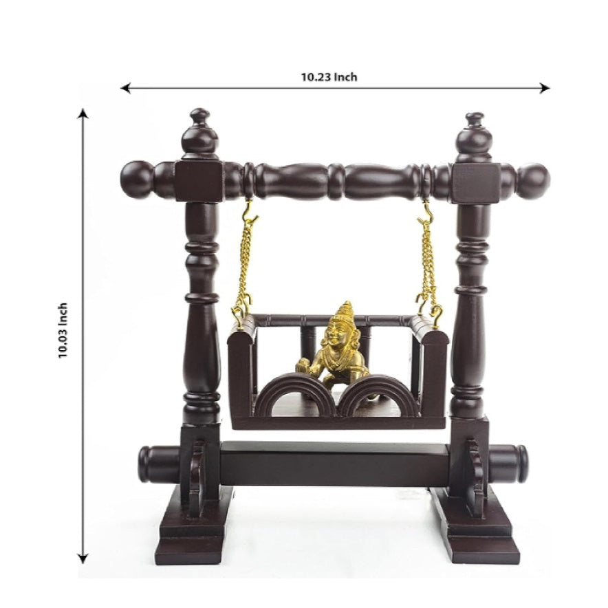 Handcrafted White Teakwood Jhoola/Jhula for Krishna Janmashtami/Bal Gopal/Ladoo Gopal/Kaanha/Hindola Celebrations