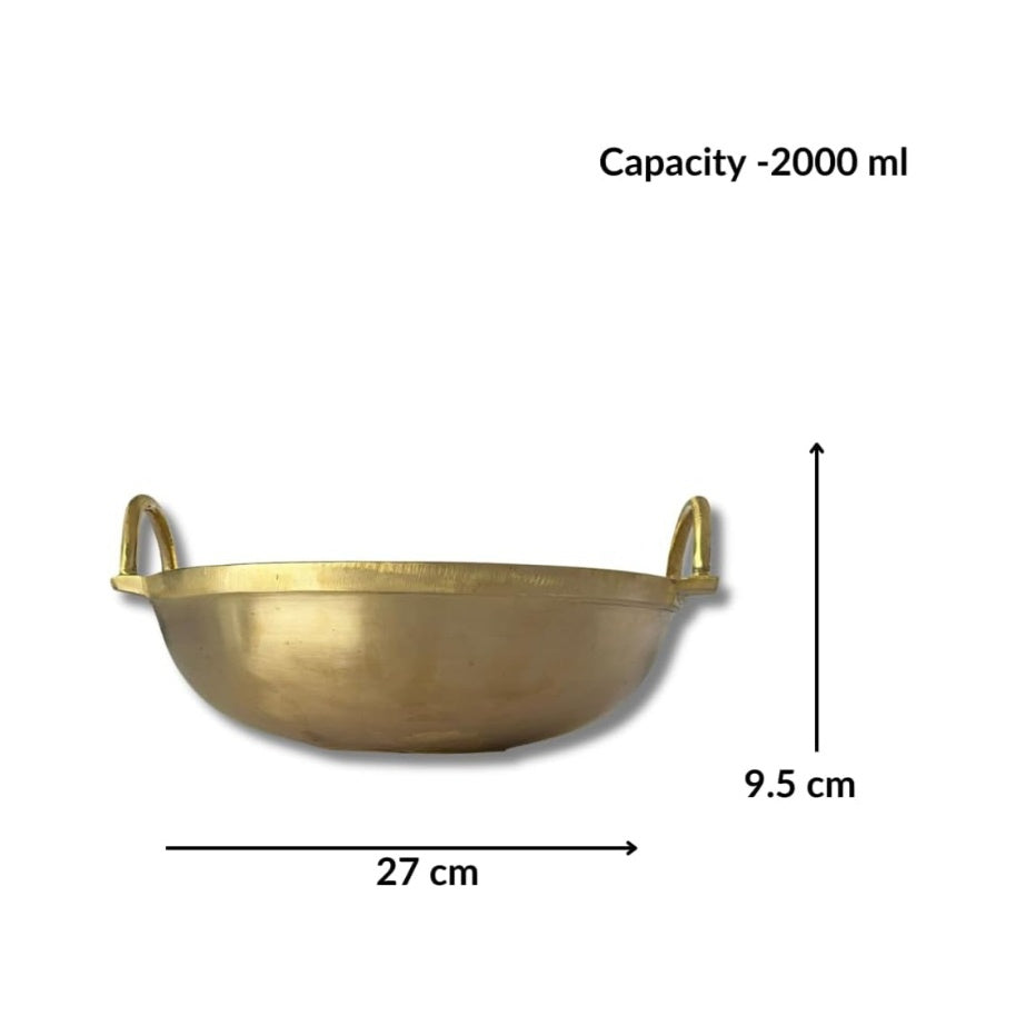 Fashtales Handicrafts Pure Bronze Kadai - 20 cm Diameter Traditional Indian Cooking Pot with Health-Boosting Properties