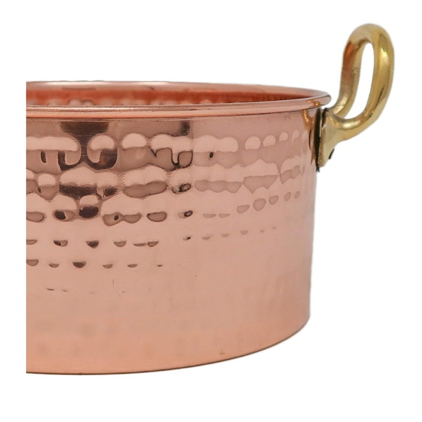 Fashtales Handicrafts Copper Cookware Pot with Brass Handles Indian Kitchen Utensil, Hand Hammered, Capacity 4500 ml (Gold)