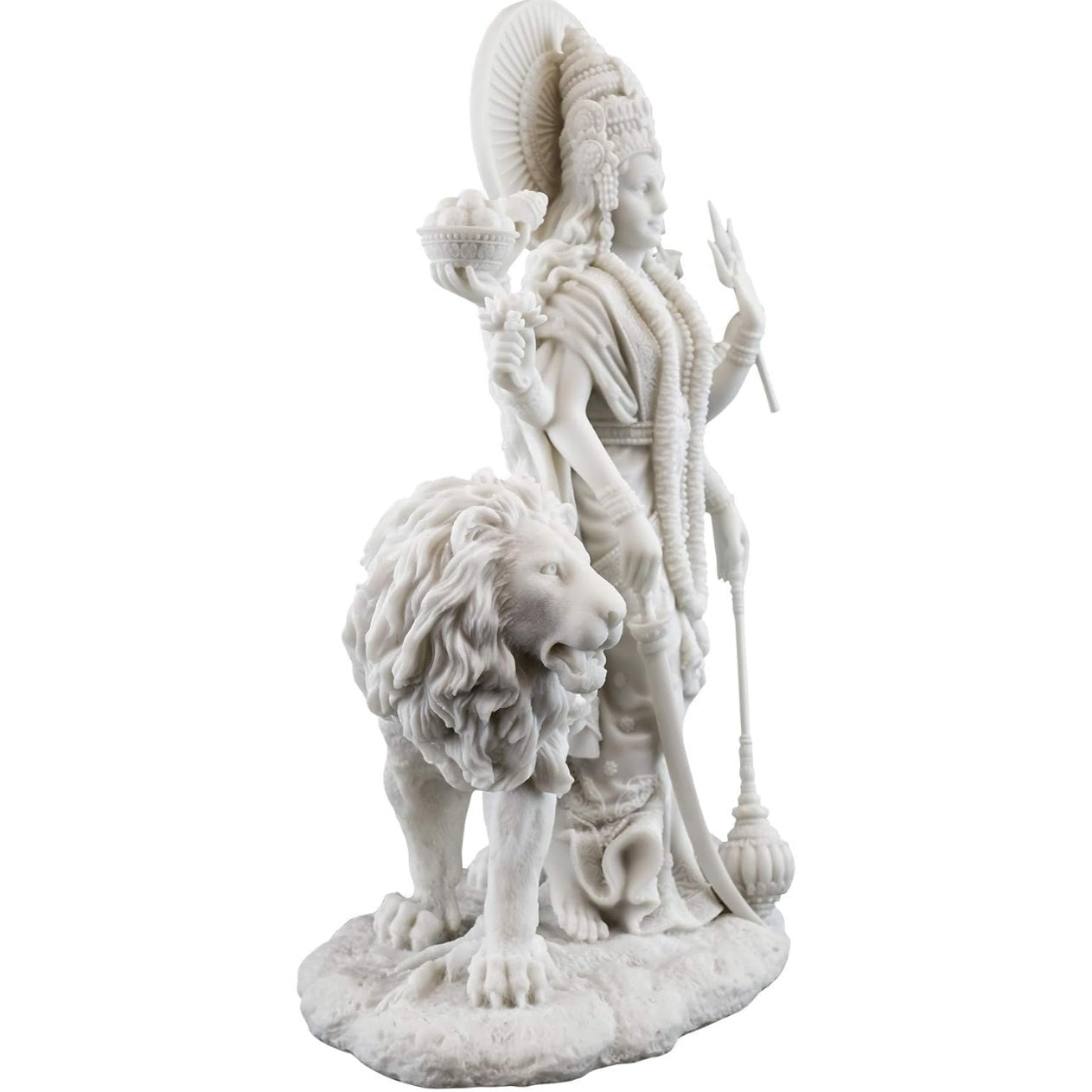 Fashtales Handicrafts Goddess Durga Statue On Lion 6 Inch Reform marble Sherawali MATA Moorti for Small Temple N Car Dashboard Navratri Puja Idol Ambe Maa Vaishno Devi Figurine Pack of 1