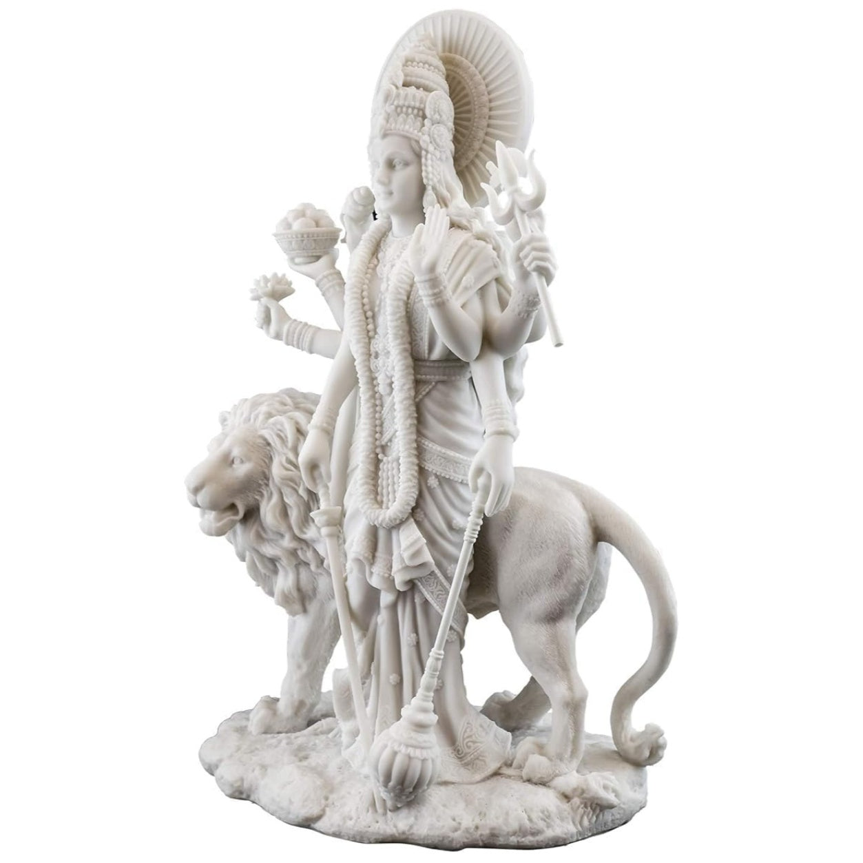 Fashtales Handicrafts Goddess Durga Statue On Lion 6 Inch Reform marble Sherawali MATA Moorti for Small Temple N Car Dashboard Navratri Puja Idol Ambe Maa Vaishno Devi Figurine Pack of 1