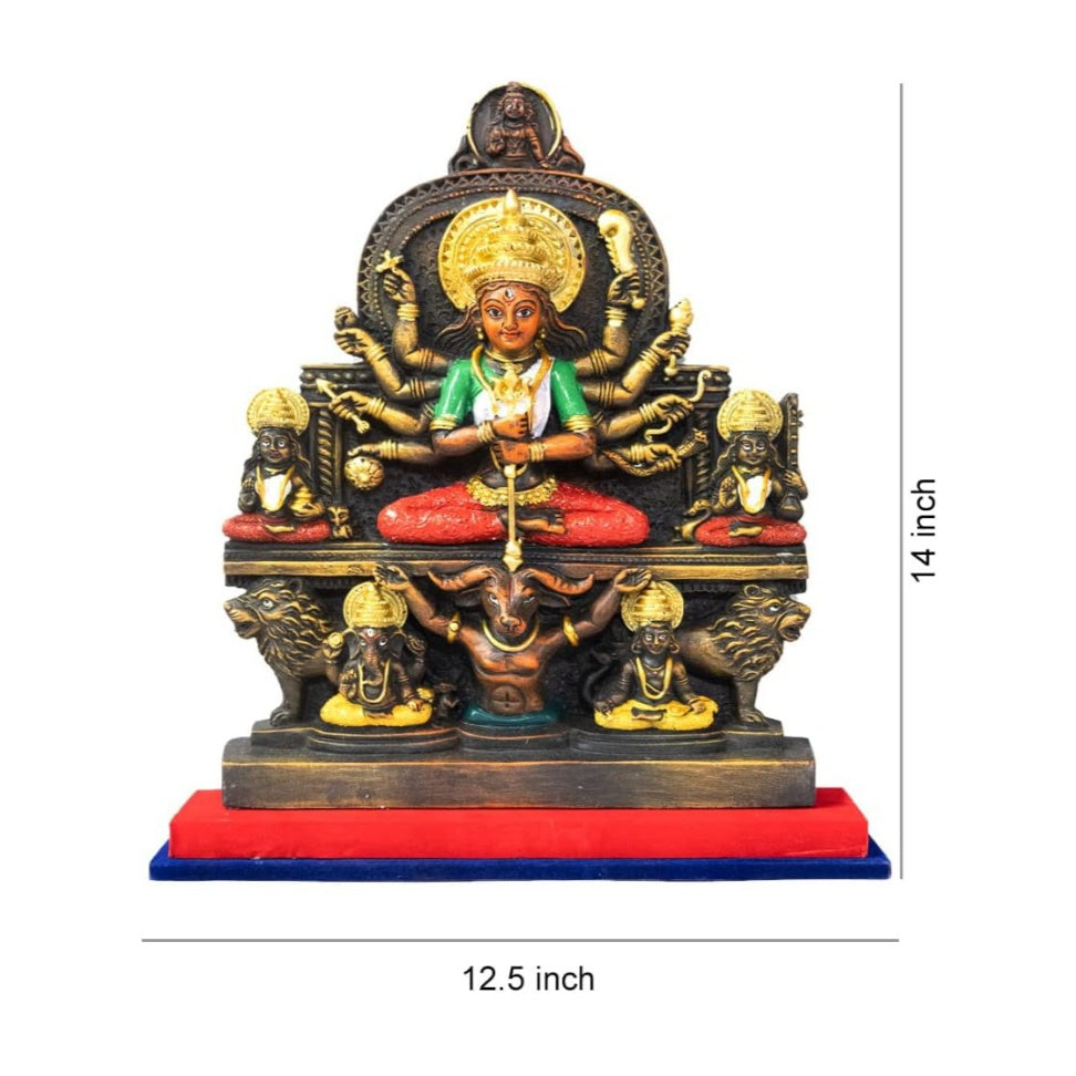 Fashtales Handicrafts Maa Durga Murti 14 inch | Durga Idol | Durga Mata Murti | Durga Statue | Durga Full Family | Durga Murty | Sherawali Maa Murti for Gifting & Home Decor | Polyresin Statue