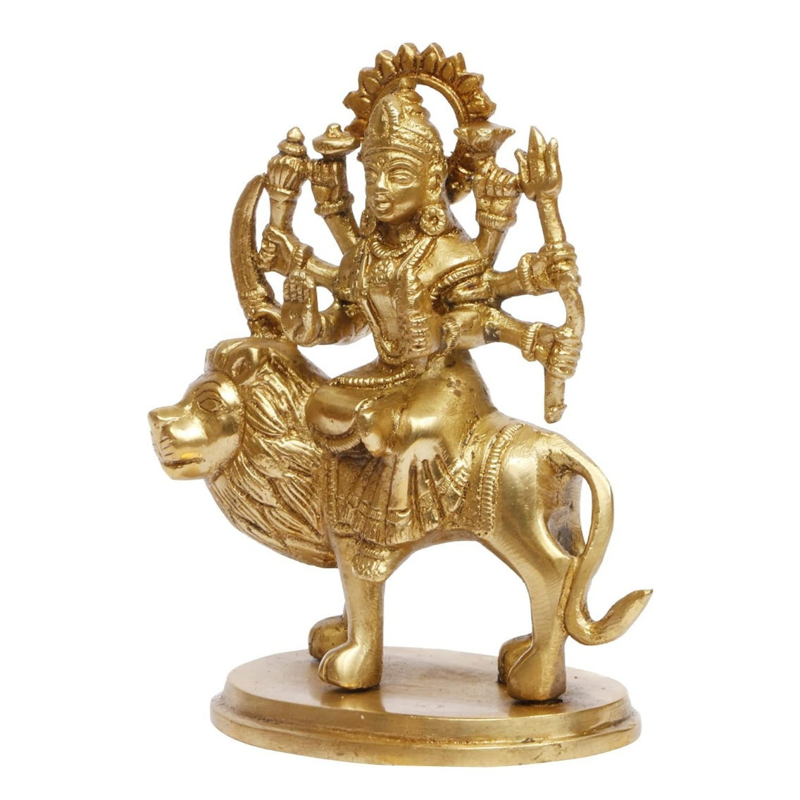 Fashtales Handicrafts Brass Durga Ma Murti Sherawali MATA Ambe Maa Idol Statue God Statue MATA Rani Puja Vastu Showpiece Pooja Gift Item 5.5 Inch