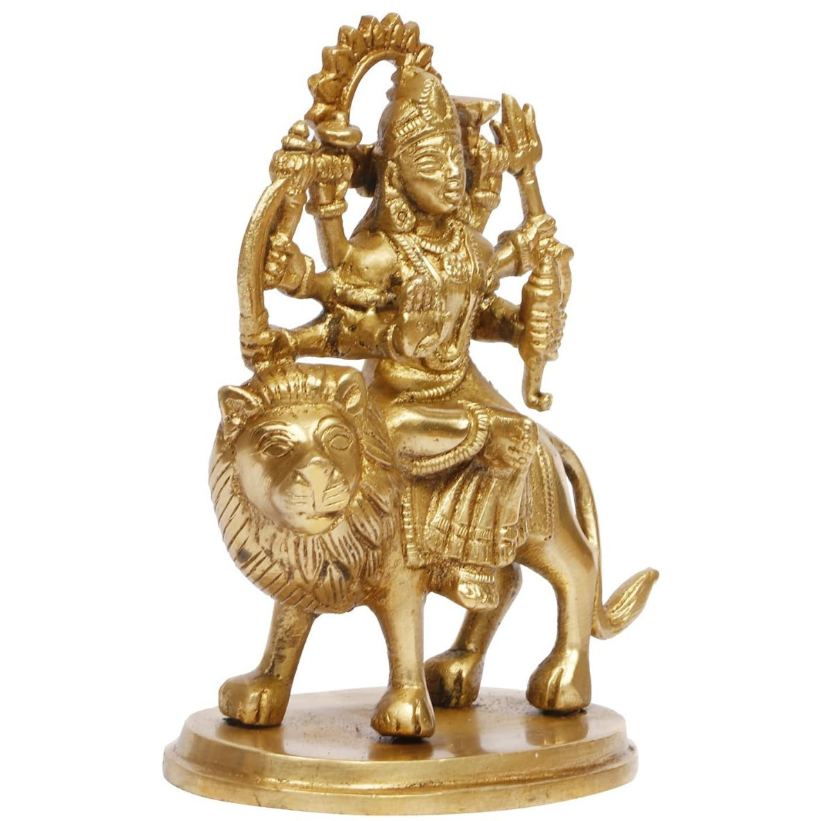 Fashtales Handicrafts Brass Durga Ma Murti Sherawali MATA Ambe Maa Idol Statue God Statue MATA Rani Puja Vastu Showpiece Pooja Gift Item 5.5 Inch