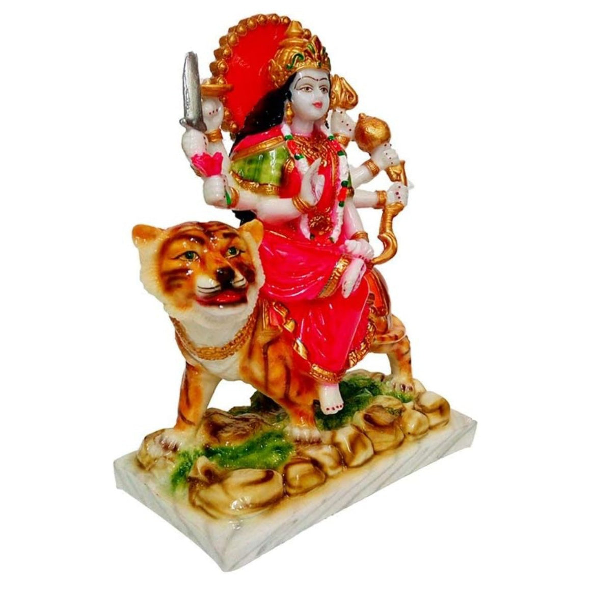 Fashtales Handicrafts Finishing Maa Durga Devi Idol Gift Item Made of Marble(Pack of 1)