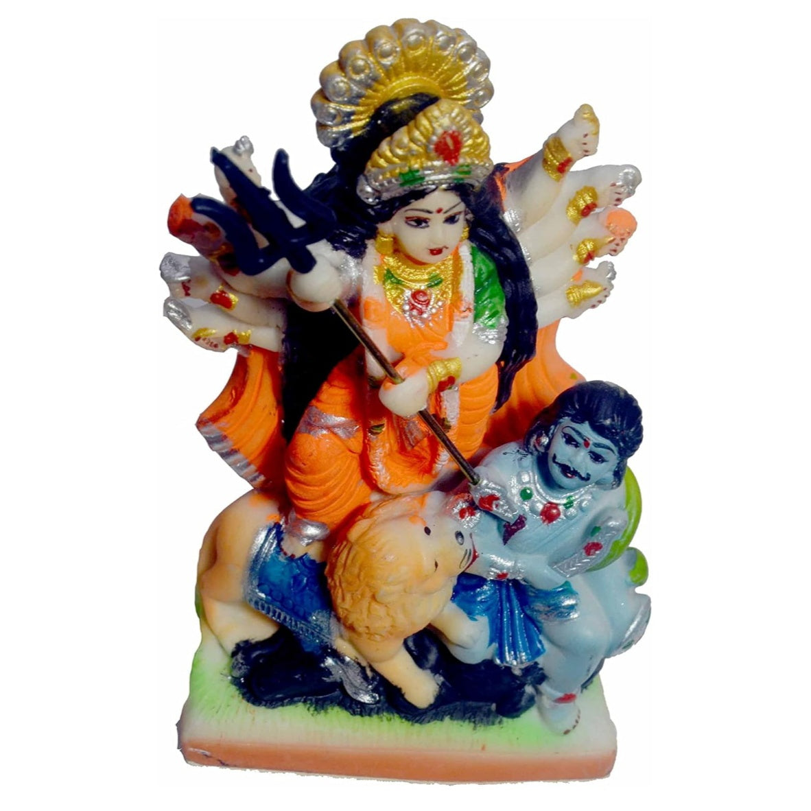 Fashtales Handicrafts Maa Durga Murti, Idol, Statue for Home puja and Durga puja in Medium Size Multicolour, UNBREAKABLE-17 cm, Polyvinyl Chloride