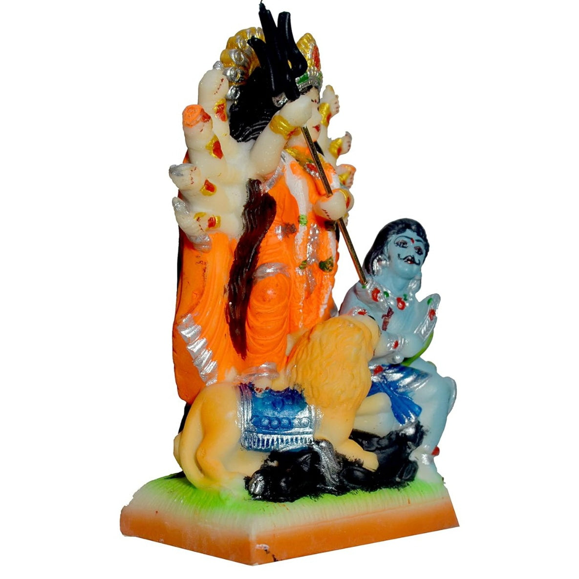 Fashtales Handicrafts Maa Durga Murti, Idol, Statue for Home puja and Durga puja in Medium Size Multicolour, UNBREAKABLE-17 cm, Polyvinyl Chloride