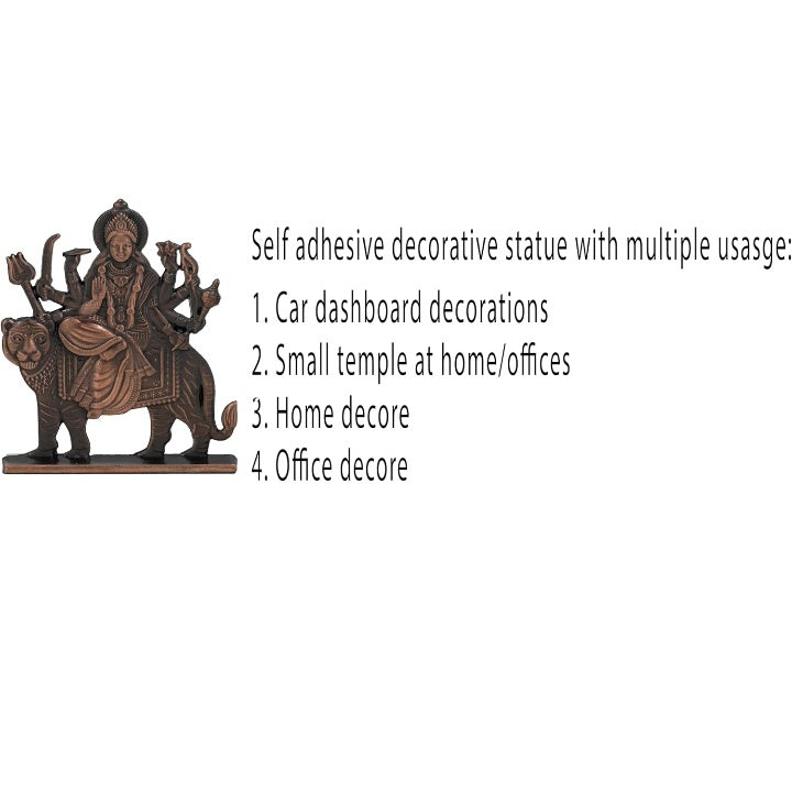 Fashtales Handicrafts Durga Maa Idol for Car Dashboard & Home Temple - Exquisite Brass Statue for Good Luck & Fortune