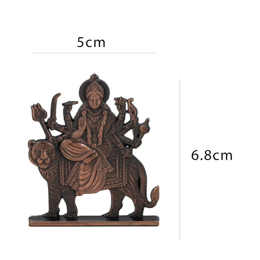 Fashtales Handicrafts Durga Maa Idol for Car Dashboard & Home Temple - Exquisite Brass Statue for Good Luck & Fortune