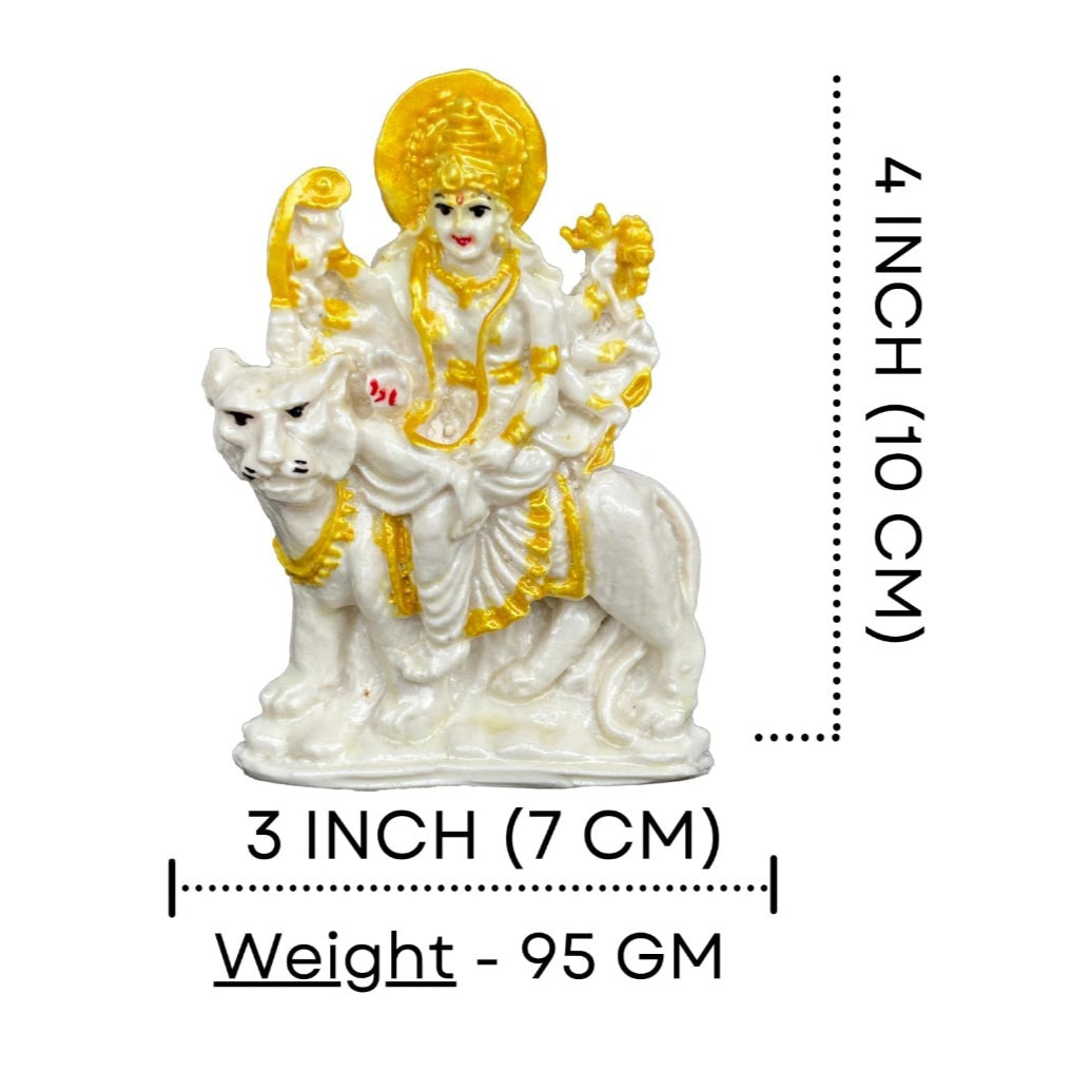 Fashtales Handicrafts Dust Maa Durga Idol for Pooja Room - Durga Murti for Home Worship & Decor - Ideal Gift (White & Golden_3x4 Inch)