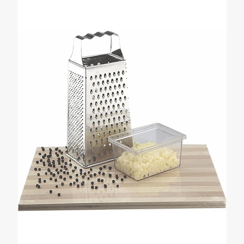 Fashtales Handicrafts Stainless Steel Slicer and Grater for Kitchen, with a Plastic Container, Silver