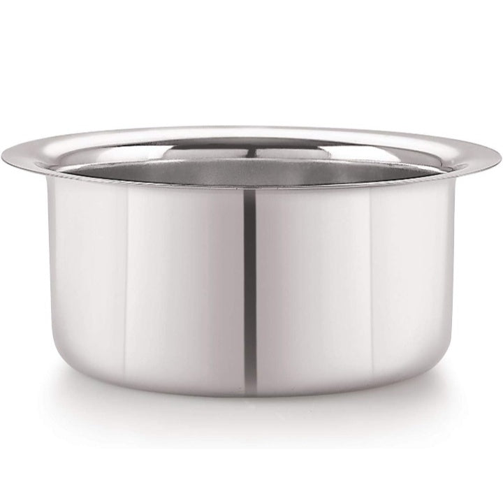 Fashtales Handicrafts Stainless Steel 10 22G Flat Bottom Tope, 1100 ml, Silver