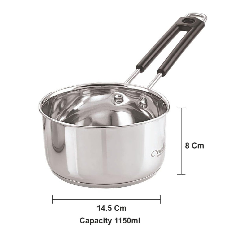 Fashtales Handicrafts Stainless Steel Induction Bottom Sauce Pan, 1150ml, 1 Piece, Silver