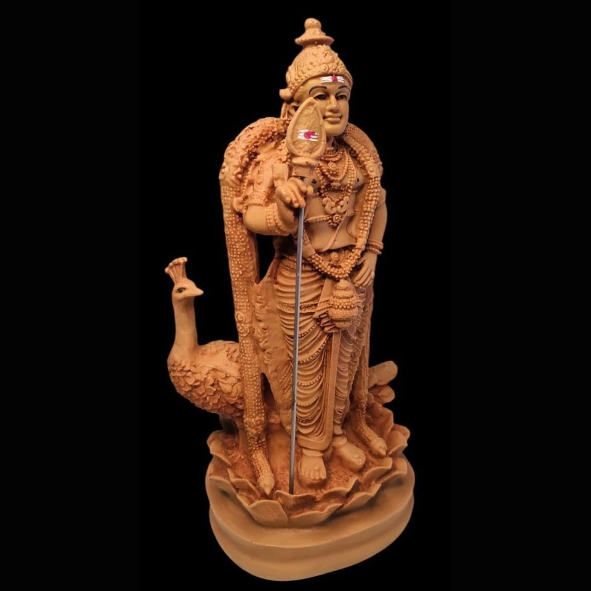 Fashtales handicrafts Kartikeya Statue God Idols for Pooja Room,Home Decorative Showpiece Handmade Marble. (9 INCH - Brown)