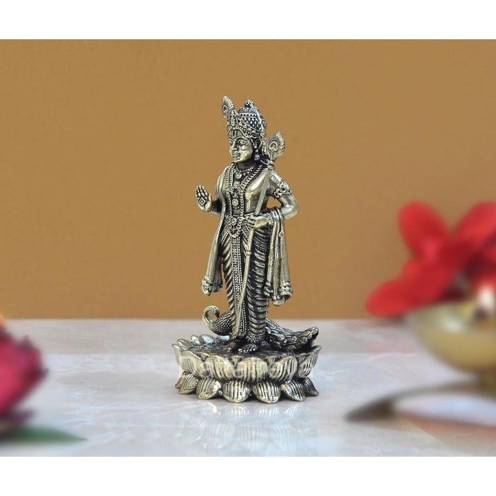 Fashtales handicrafts Standing Lord Kartikeya Murugan Murti for Home Decor Pooja Mandir Decorative Showpiece Bronze Murti (Height 4 Inch)