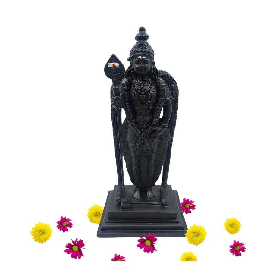 Fashtales handicrafts Karungali Murugan Idol 6 Inch Murugan Statue Made with Karungali Wood Powder and Resin