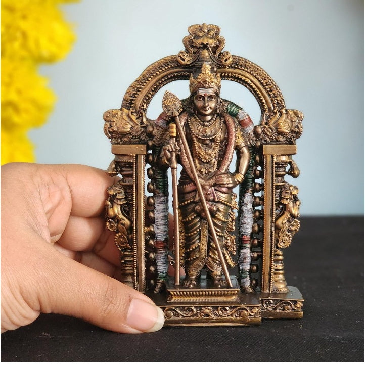 Fashtales handicrafts Lord Murugan Statue Kartikeya Statue 5 INCH Resin Bronze Finished for CAR Dashboard Ideas Son of Shiva Sculpture for Home and