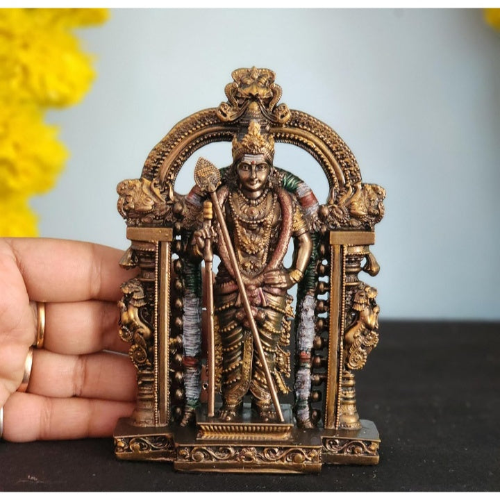 Fashtales handicrafts Lord Murugan Statue Kartikeya Statue 5 INCH Resin Bronze Finished for CAR Dashboard Ideas Son of Shiva Sculpture for Home and