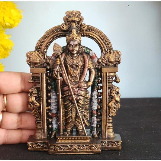 Fashtales handicrafts Lord Murugan Statue Kartikeya Statue 5 INCH Resin Bronze Finished for CAR Dashboard Ideas Son of Shiva Sculpture for Home and