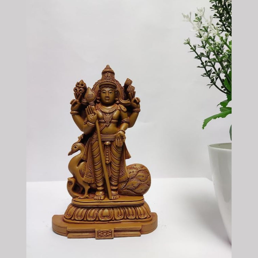 Fashtales handicrafts Wooden Finish Lord Murugan Kartikeya