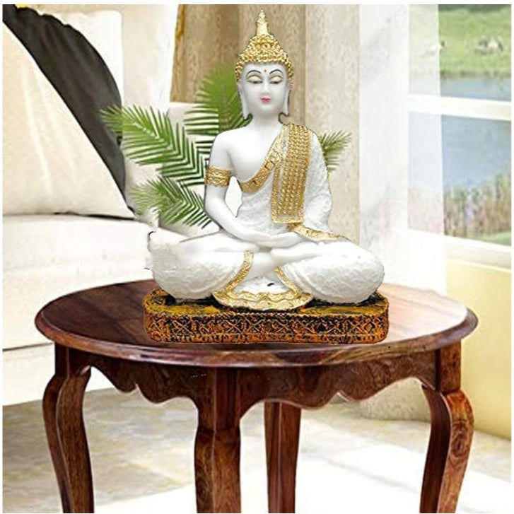 Fashtales handicrafts Handcrafted Polystone Buddha Idol Statue - White