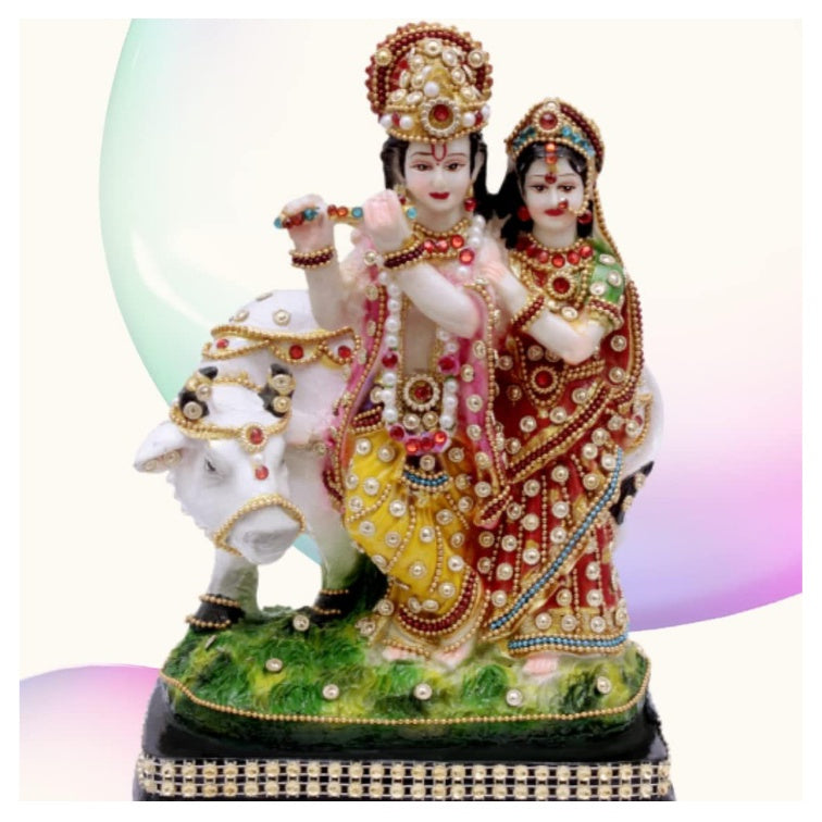 Fashtales handicrafts Radha Krishna Cow Idol